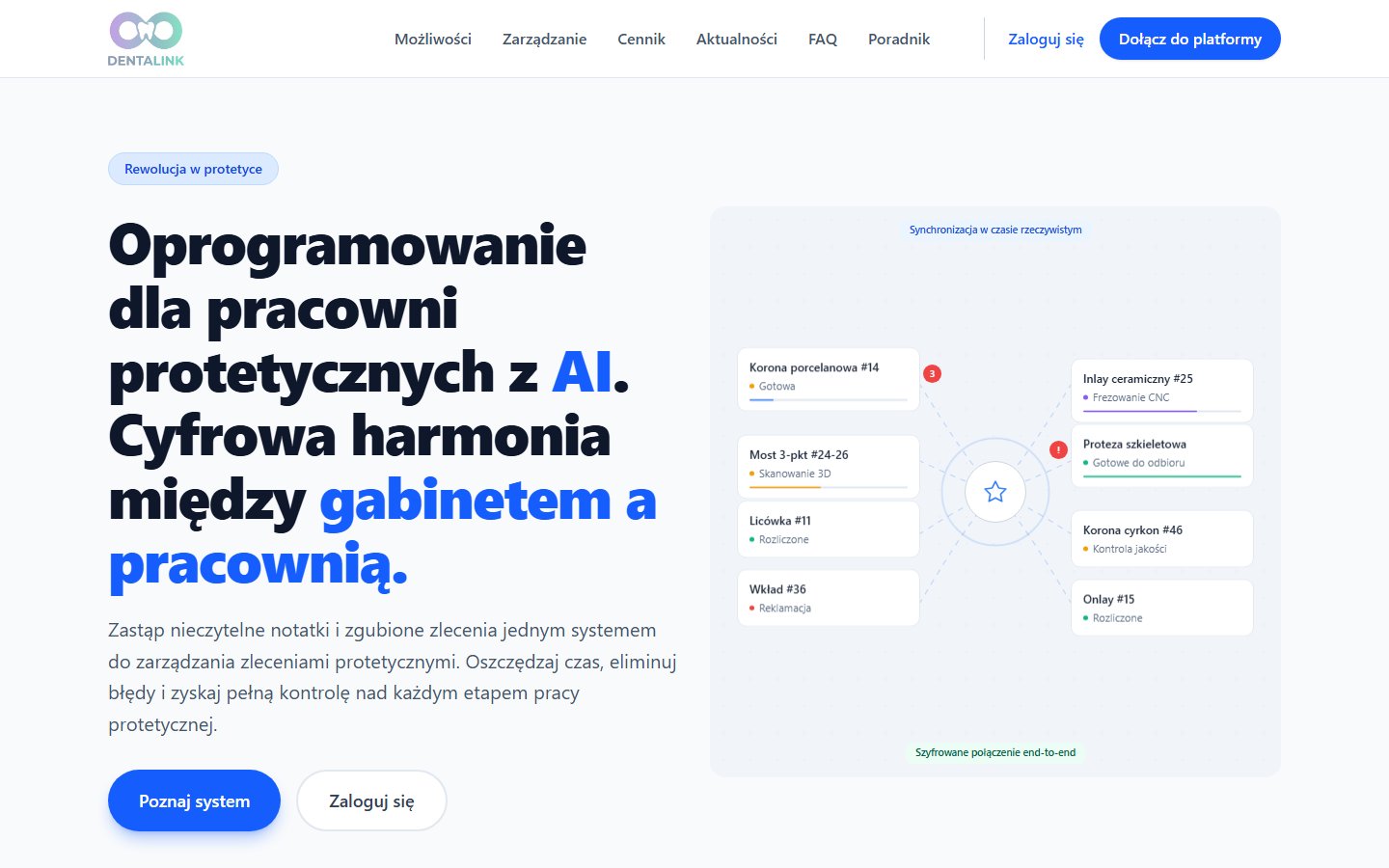 Dentalink: zlecenia do pracowni protetycznej formularzem, zdjęciem albo głosem