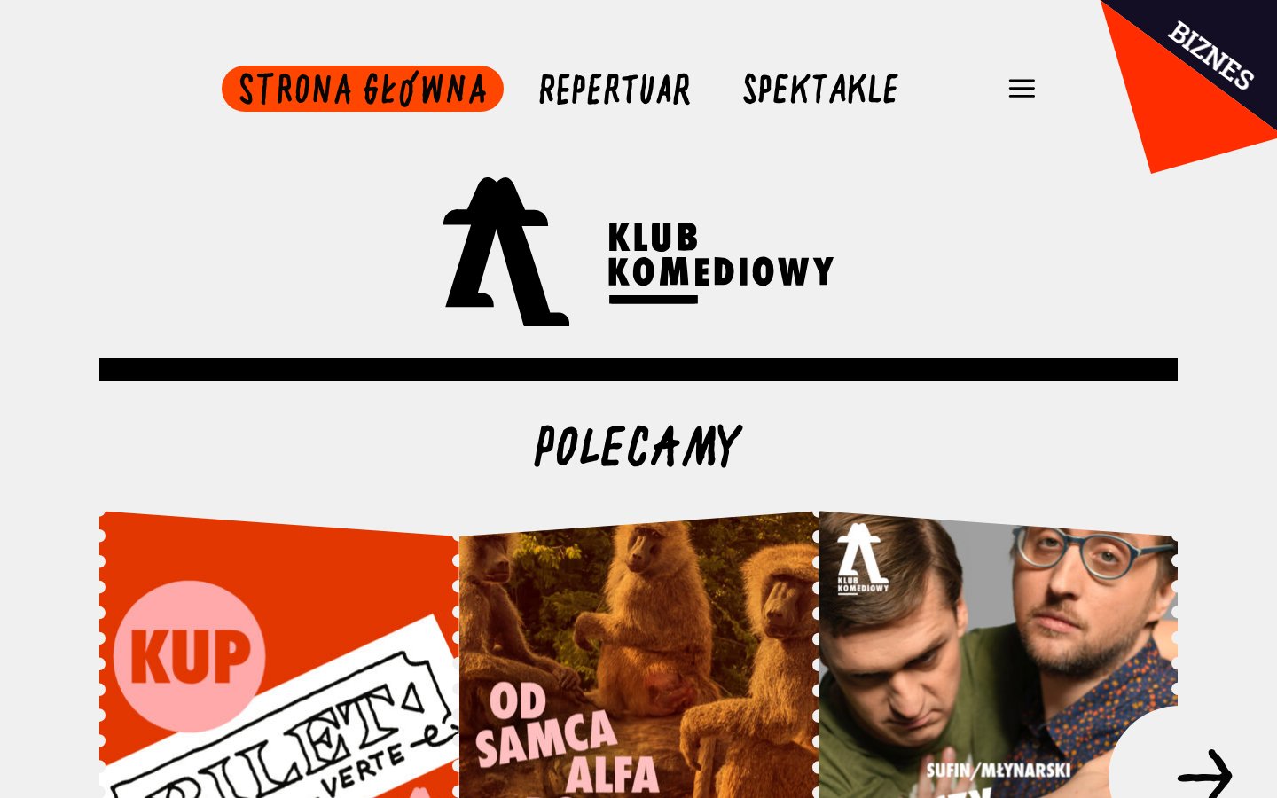 Klub Komediowy: strona z repertuarem i biletami